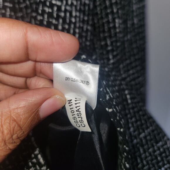 Calvin Klein Womens One-Button Vintage Blazer Jacket Size 10 Black/White - Picture 6 of 7